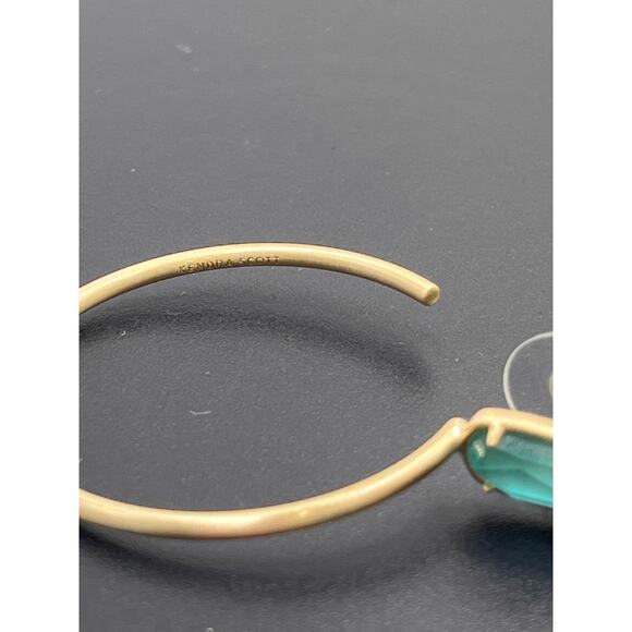 Kendra Scott Small Pepper Aqua blue illusion Hoop Brushed Gold plated Earrings - Picture 4 of 8